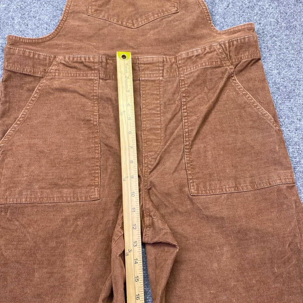 Aerie Womens Brown Corduroy Overalls Tapered Leg Raw Hem Size M Grunge Barn